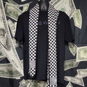 Louis Vuitton Black and White Checkered Scarf